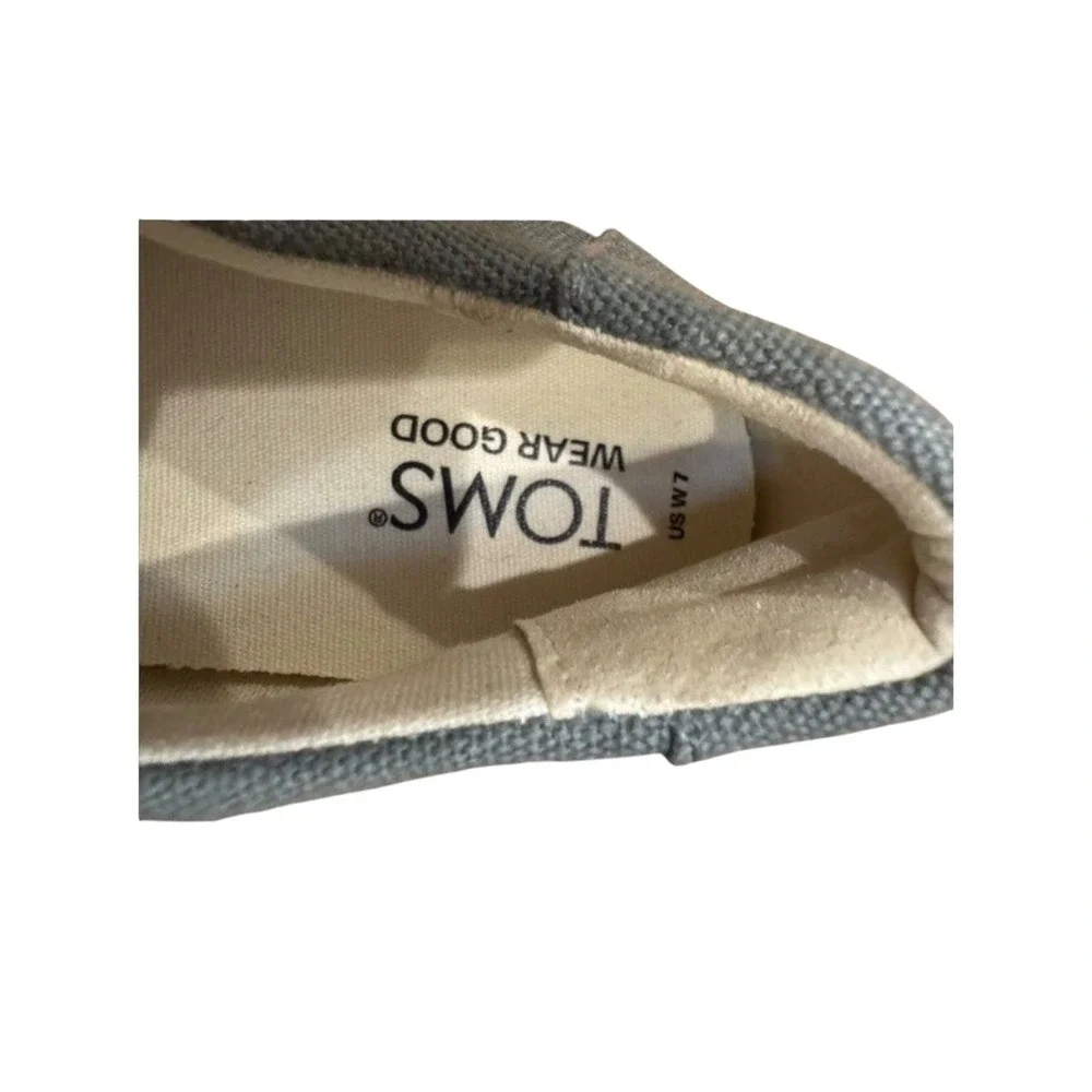 TOMS‎ Alpargata Platform Slip On Shoes Grey Canvas Womens Size 7